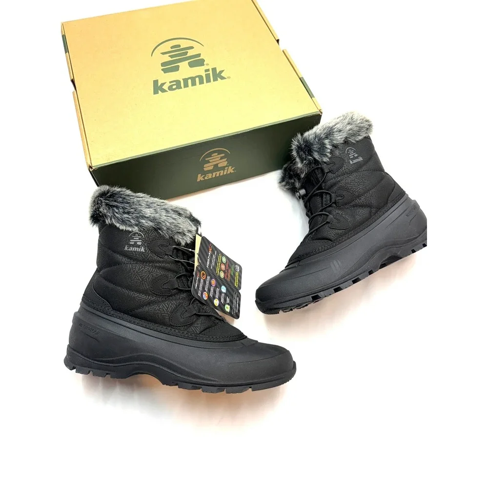 KAMIK New $100 Momentum II Womens 10 Black Gray Tall Waterproof Winter Boots